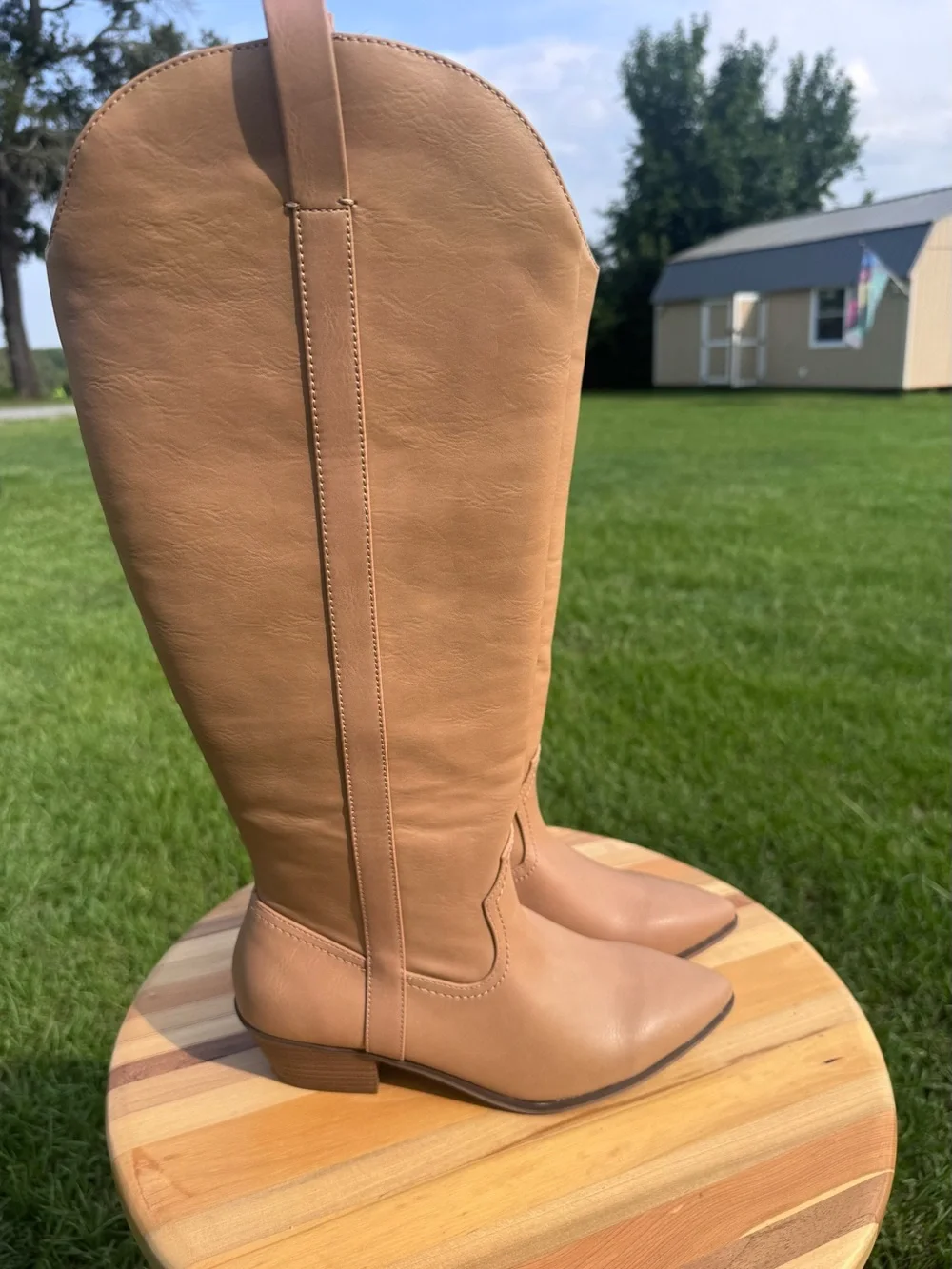 Ladies Universal Thread Over-the-Knee Boots in Tan